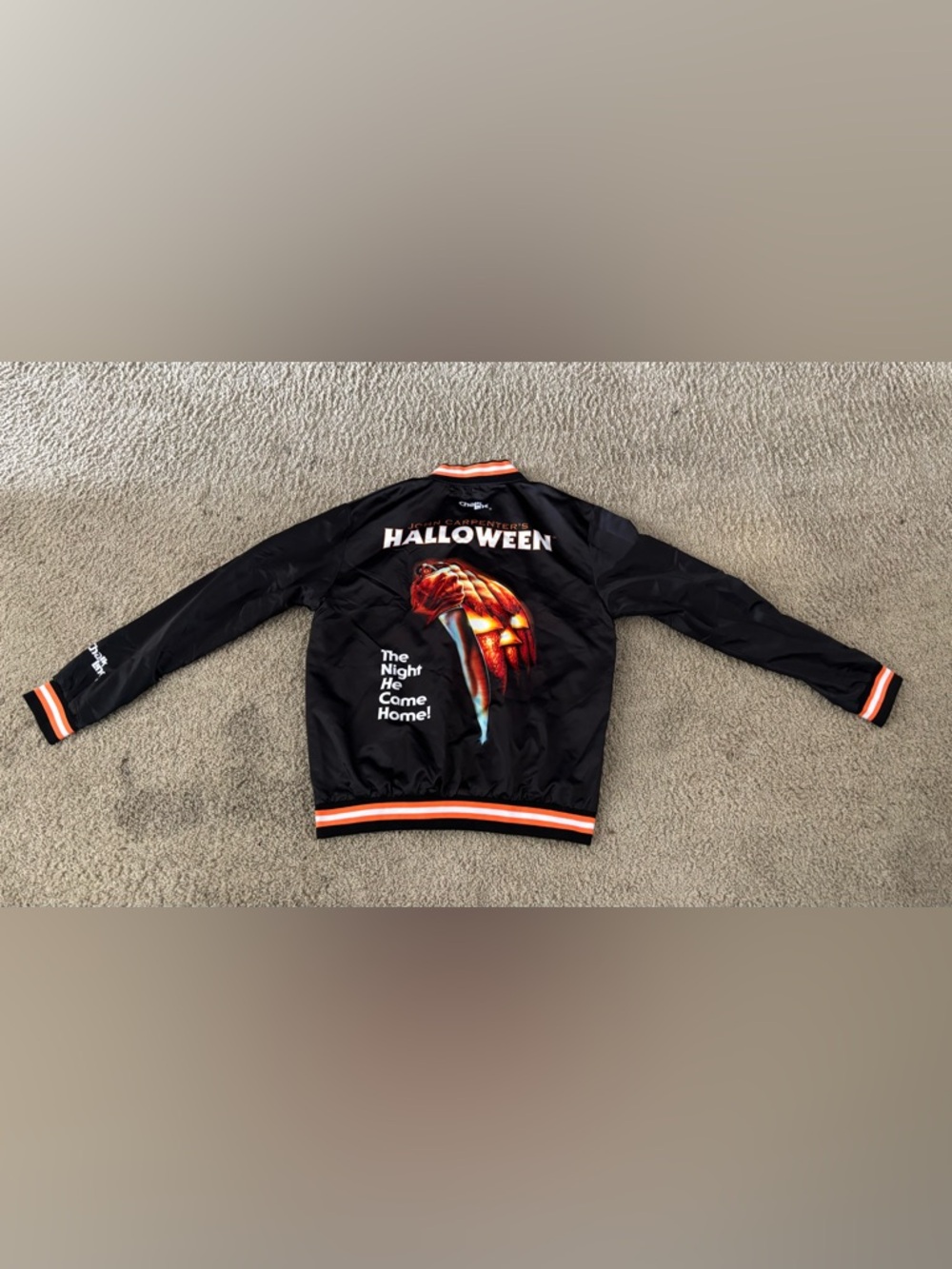 Chalk Line Halloween Pumpkin Graphic Bomber Jacket John Carpenter